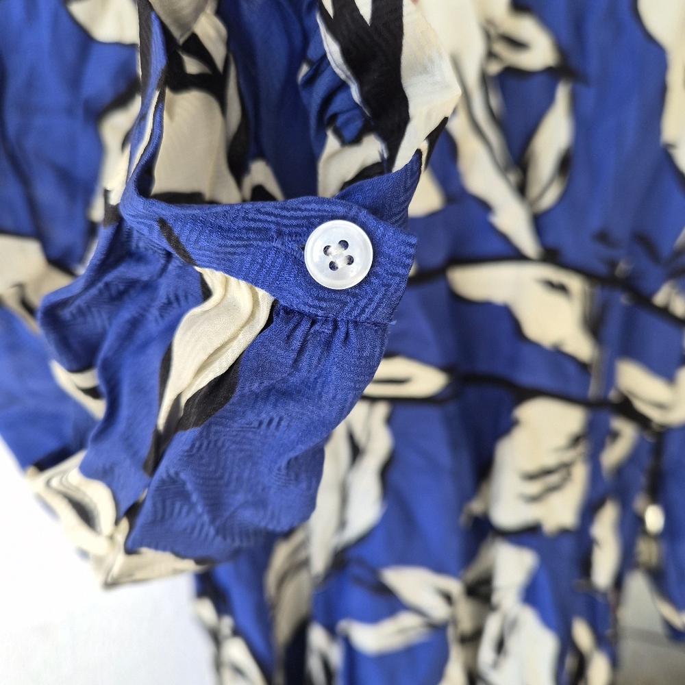 Veronica Beard Blue & White Floral Maxi Dress – Long Sleeve – Size 16‎ - Picture 11 of 14